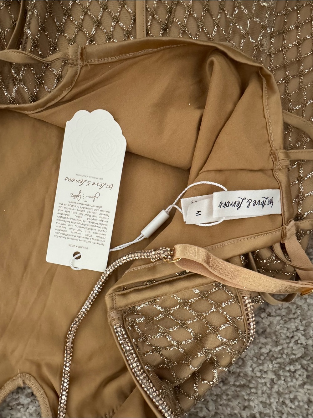 For Love & Lemons Girls Gold Shimmer Mesh Skirt - Picture 3 of 3